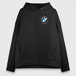 Толстовка оверсайз женская BMW LOGO 2020, цвет: черный