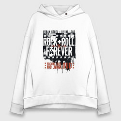 Толстовка оверсайз женская Rock'n'Roll Forever, цвет: белый