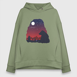 Толстовка оверсайз женская Медведь, цвет: авокадо