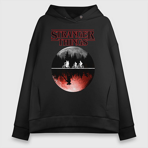 Женское худи оверсайз Очень странные дела / Черный – фото 1