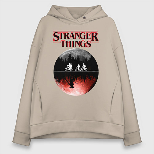 Женское худи оверсайз Очень странные дела / Миндальный – фото 1