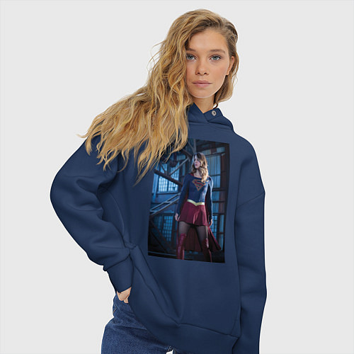 Женское худи оверсайз Supergirl / Тёмно-синий – фото 3