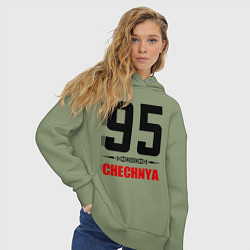 Толстовка оверсайз женская 95 Chechnya цвета авокадо — фото 2