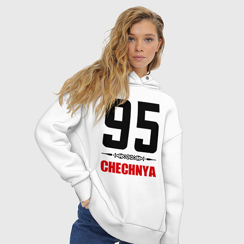 Женское худи оверсайз 95 Chechnya / Белый – фото 3
