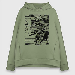 Толстовка оверсайз женская Ева Евангелион, цвет: авокадо