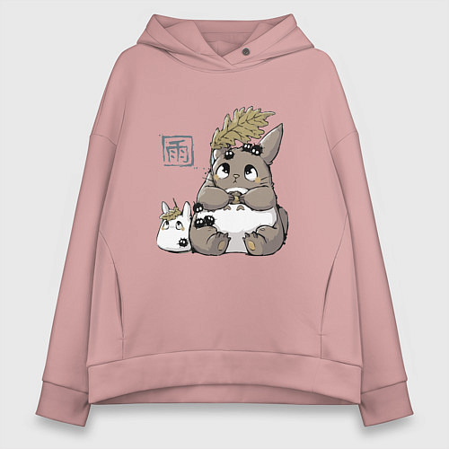 Женское худи оверсайз Тоторо / Пыльно-розовый – фото 1