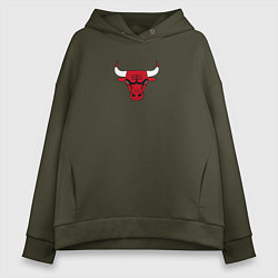 Толстовка оверсайз женская CHICAGO BULLS, цвет: хаки