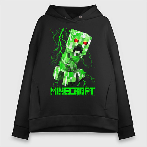 Женское худи оверсайз MINECRAFT CREEPER / Черный – фото 1