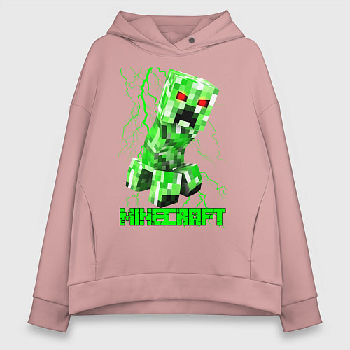 Женское худи оверсайз MINECRAFT CREEPER / Пыльно-розовый – фото 1