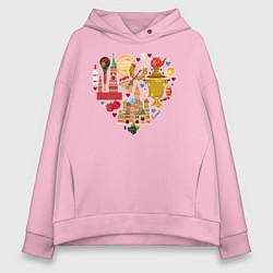 Толстовка оверсайз женская LOVE RUSSIA, цвет: светло-розовый