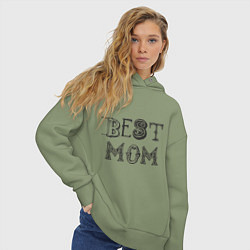 Толстовка оверсайз женская Лучшая мама - best mom, цвет: авокадо — фото 2