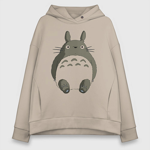 Женское худи оверсайз Тоторо с прозрачным пузиком / Миндальный – фото 1
