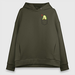 Толстовка оверсайз женская Авокадо в кармане, цвет: хаки