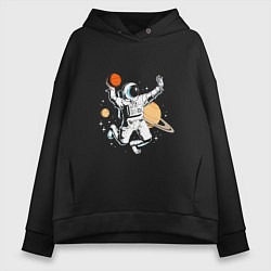 Толстовка оверсайз женская Space bascetball, цвет: черный