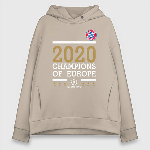 Женское худи оверсайз FC Bayern Munchen Champions of Europe 2020 / Миндальный – фото 1