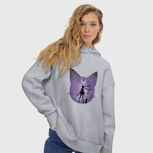 Женское худи оверсайз Лунный воен / Меланж – фото 3