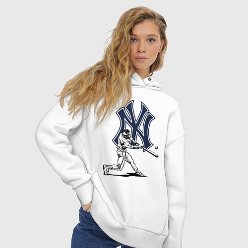 Женское худи оверсайз New York Yankees - baseball team / Белый – фото 3
