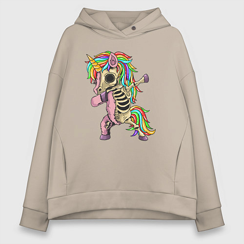 Женское худи оверсайз Единорог зомби / Миндальный – фото 1