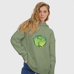 Толстовка оверсайз женская Симпатичная капуста, цвет: авокадо — фото 2
