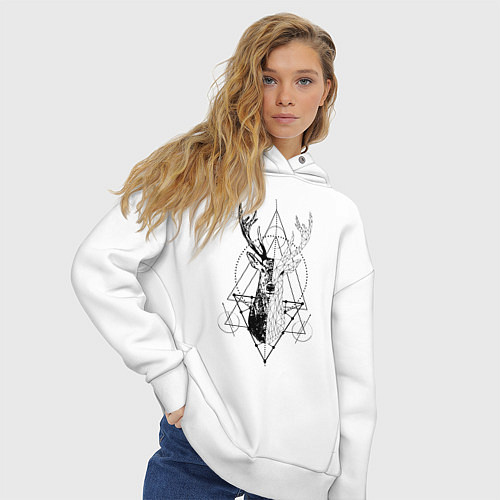 Женское худи оверсайз Polygonal deer / Белый – фото 3