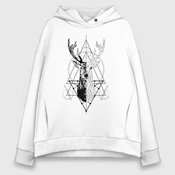 Толстовка оверсайз женская Polygonal deer, цвет: белый