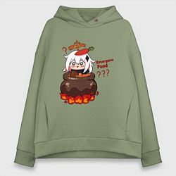 Толстовка оверсайз женская Genshin Impact Paimon food, цвет: авокадо