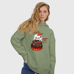 Толстовка оверсайз женская Genshin Impact Paimon food, цвет: авокадо — фото 2