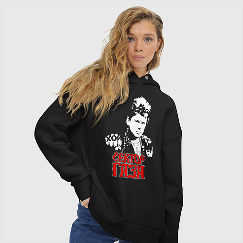 Женское худи оверсайз Сектор Газа Юрий Клинских / Черный – фото 3