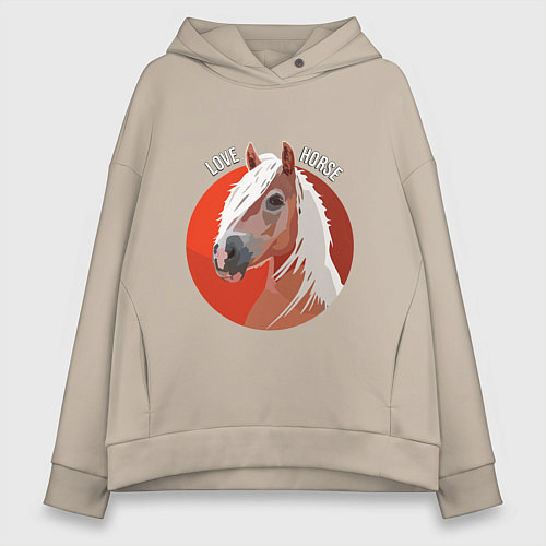 Женское худи оверсайз Лошадка / Миндальный – фото 1