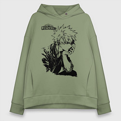 Толстовка оверсайз женская Моя геройская академия, цвет: авокадо