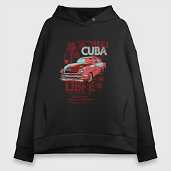 Толстовка оверсайз женская Куба, цвет: черный