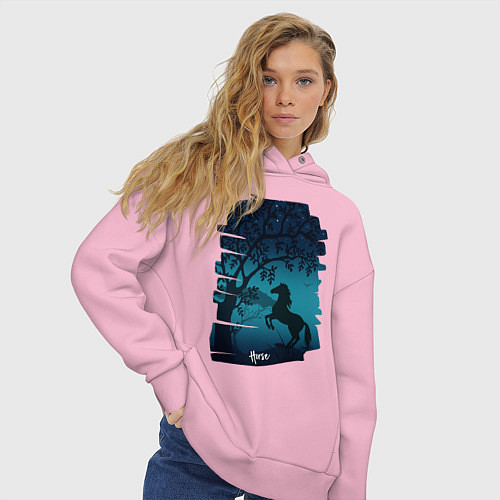Женское худи оверсайз Конь / Светло-розовый – фото 3