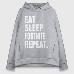 Толстовка оверсайз женская EAT SLEEP FORTNITE REPEAT, цвет: меланж