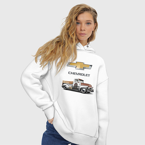 Женское худи оверсайз HOT ROD CHEVROLET / Белый – фото 3