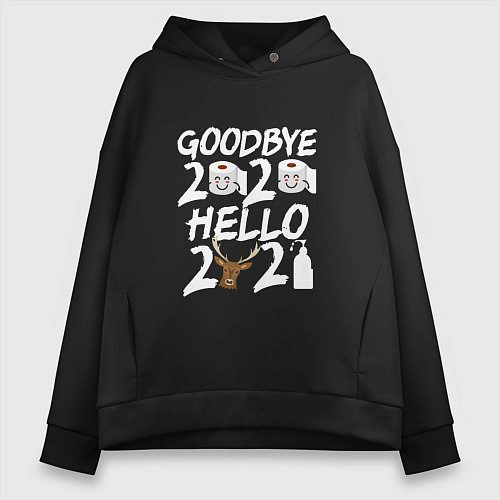 Женское худи оверсайз Goodbye 2020 hello 2021 / Черный – фото 1