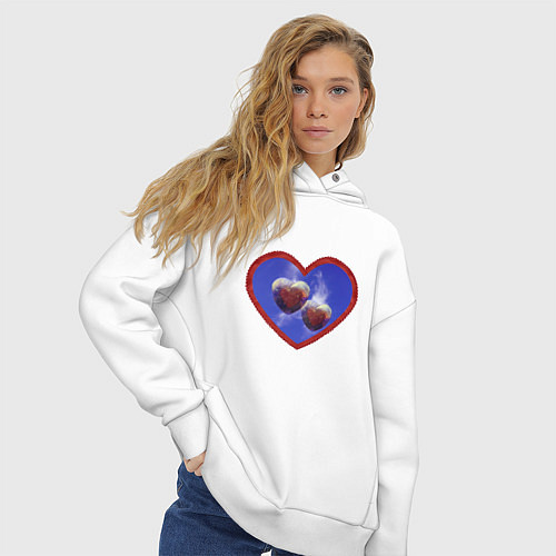 Женское худи оверсайз Два любящих сердца / Белый – фото 3