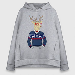 Толстовка оверсайз женская Hipster Deer, цвет: меланж