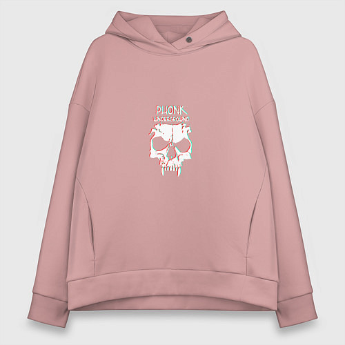 Женское худи оверсайз Phonk Underground / Пыльно-розовый – фото 1