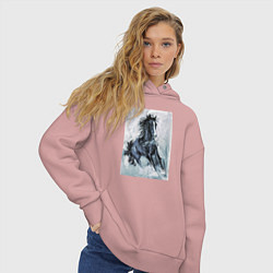 Толстовка оверсайз женская Лошадь арт, цвет: пыльно-розовый — фото 2