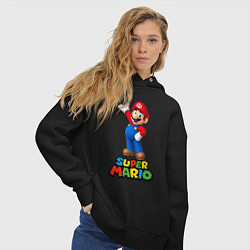Толстовка оверсайз женская Super Mario, цвет: черный — фото 2