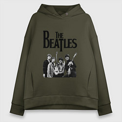 Толстовка оверсайз женская The Beatles, цвет: хаки