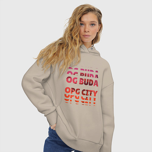 Женское худи оверсайз OG Buda OPG City Strobe Effect / Миндальный – фото 3