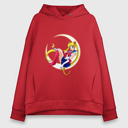 Толстовка оверсайз женская Sailor Moon, цвет: красный
