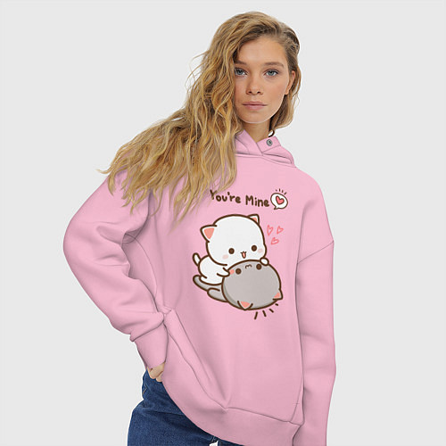 Женское худи оверсайз Влюблённые котята / Светло-розовый – фото 3