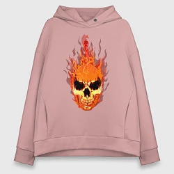 Толстовка оверсайз женская Fire flame skull, цвет: пыльно-розовый