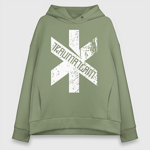 Женское худи оверсайз TRAUMA TEAM Cyberpunk 2077 / Авокадо – фото 1