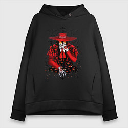 Толстовка оверсайз женская Hellsing Хеллсинг, цвет: черный