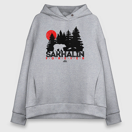 Женское худи оверсайз Sakhalin forever / Меланж – фото 1