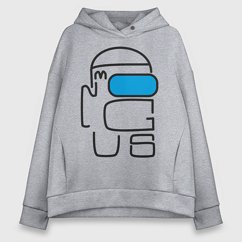 Женское худи оверсайз АМОНГ АС ШРИФТ AMONG US TYPE / Меланж – фото 1