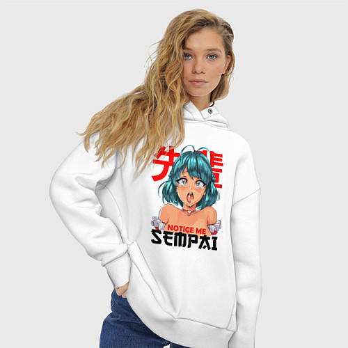 Женское худи оверсайз SENPAI / Белый – фото 3